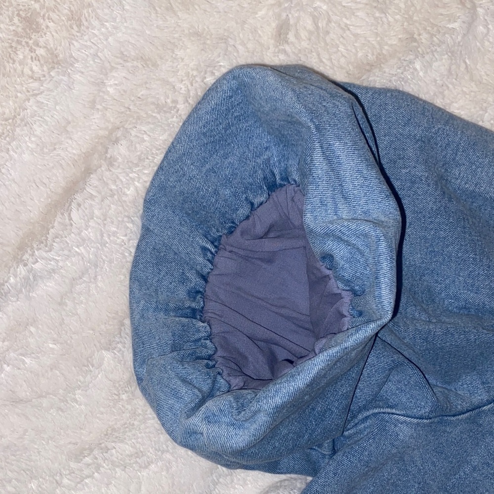 bagatelle Blue Denim Button-Down Puff Sleeve Shirt NWT - Picture 8 of 8